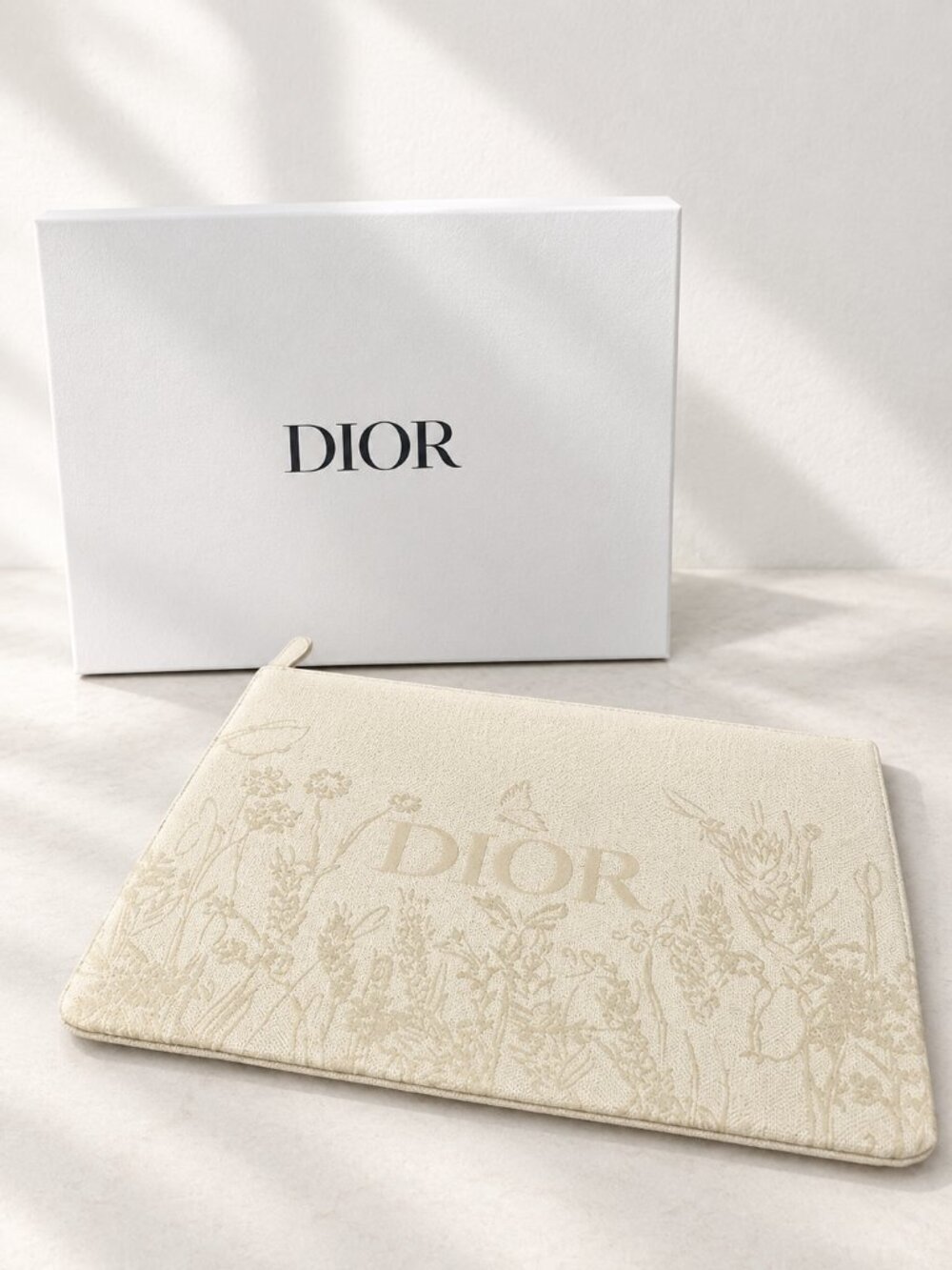 Dior Beauty Cream Floral Logo Cosmetic Pouch Makeup Bag NWT 0883